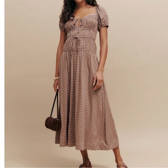 Reformation Brown Checkered Maxi Dress - Picture 2 of 6